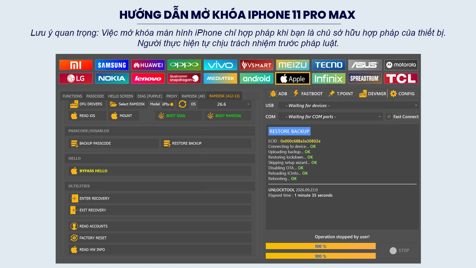 Cách Bypass iPhone 11 Pro Max Với UnlockTool & PICO DFU B4 – Nam Long Mobile