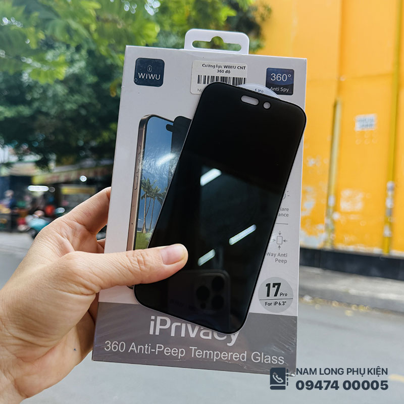 Cường lực iPhone 17 Pro chống nhìn trộm WiWU chính hãng – Nam Long Mobile