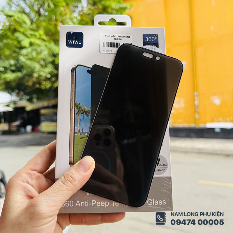 Cường lực chống nhìn trộm iPhone 18 Pro Max WiWU 360 độ – Nam Long Mobile