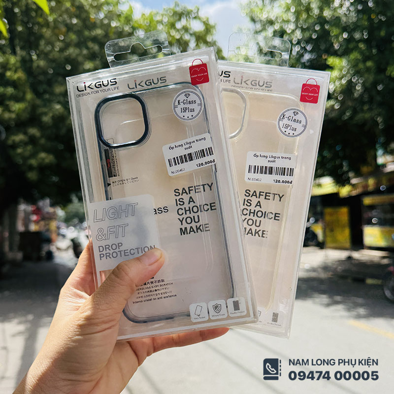 Ốp lưng iPhone 15 Plus Likgus trong suốt chính hãng – Nam Long Mobile