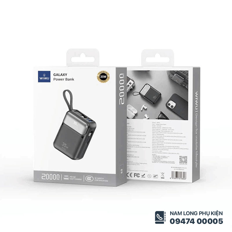 Pin dư phòng 35W 20.000mAh WiWU P036 – Nam Long Mobile
