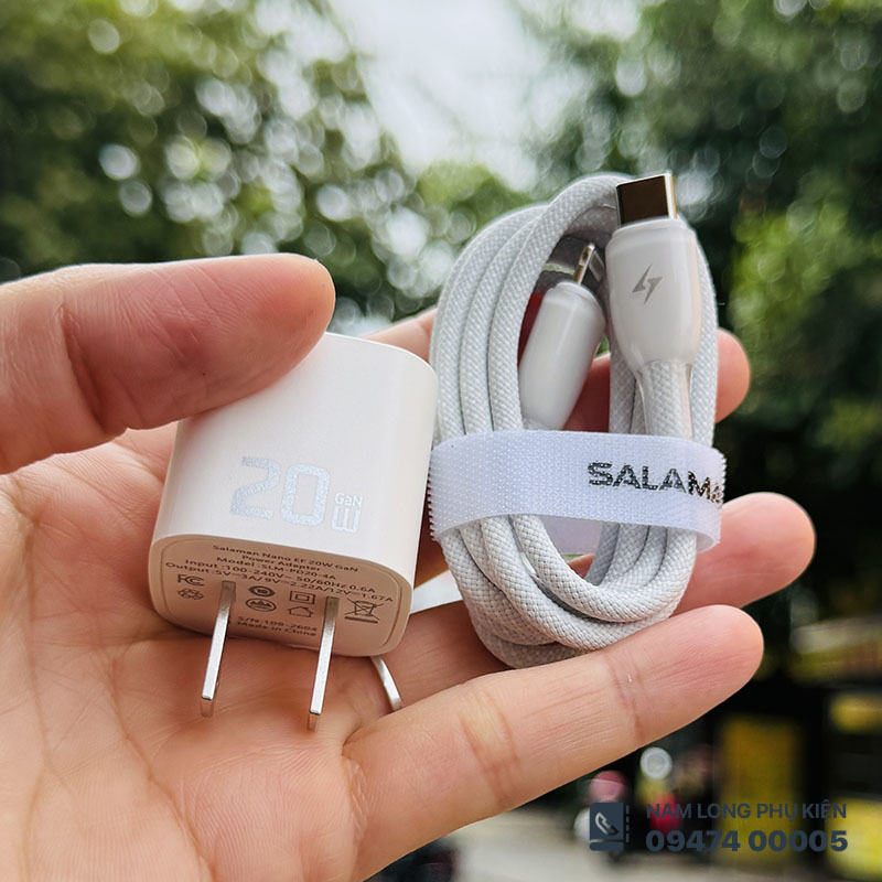 Bộ Sạc Nhanh iPhone 20W Lightning Salaman Chính Hãng