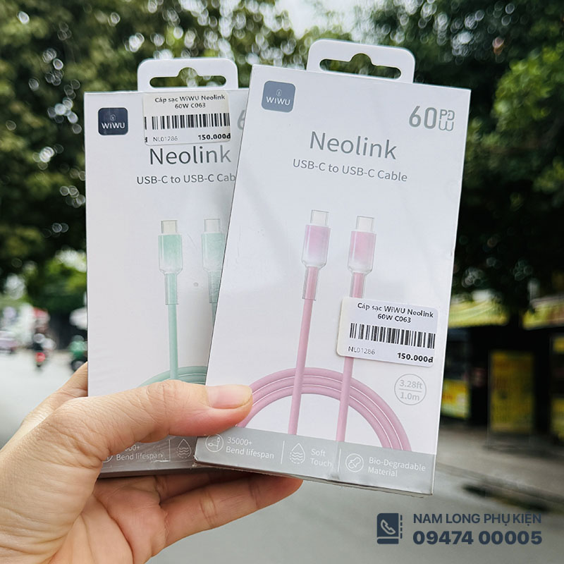 Cáp sạc Type-C to Type-C WiWU NeoLink 60W – Nam Long Mobile