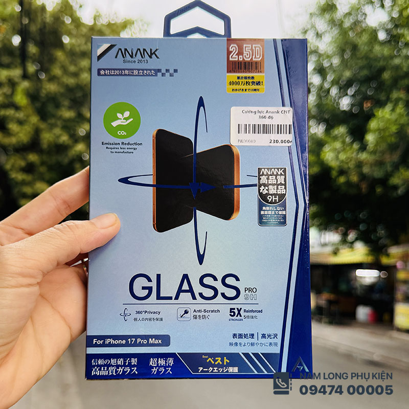 Cường lực chống nhìn trộm Anank iPhone 17 Pro Max – Nam Long Mobile