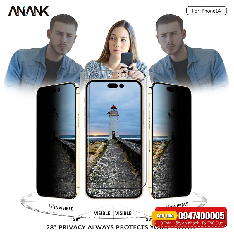 Dán Cường Lực iPhone 14 Series ANANK Privacy Giá Rẻ