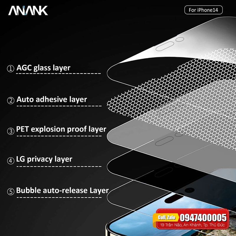 Dán Cường Lực iPhone 14 Series ANANK Privacy Giá Rẻ