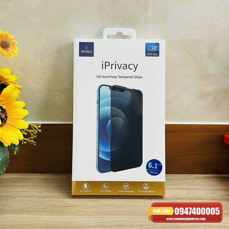Cường lực iPhone 14 Pro chống nhìn trộm WiWU chính hãng