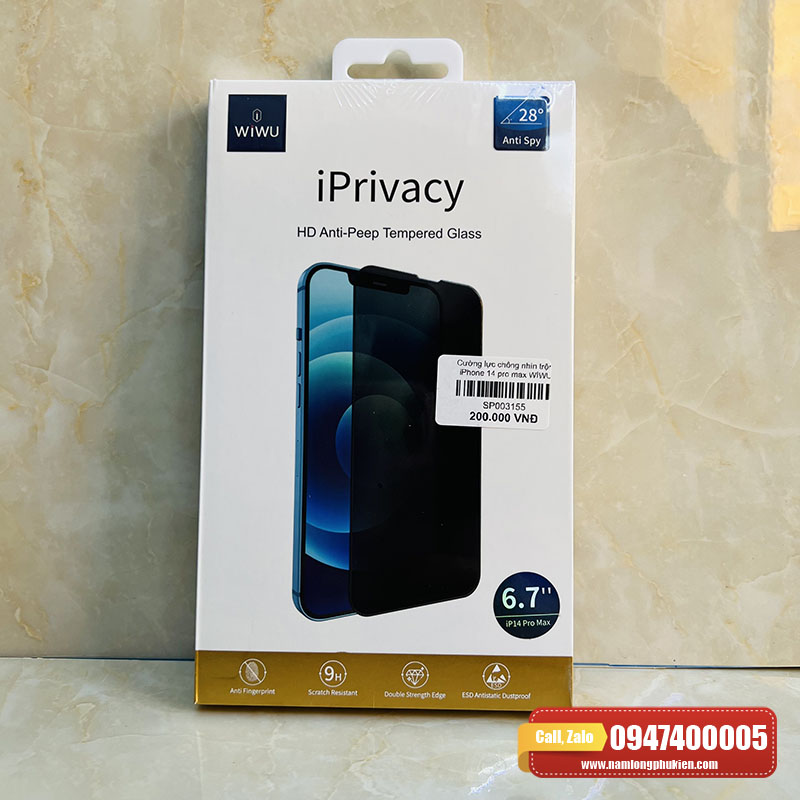 Cường lực chống nhìn trộm WiWu iPhone 14 Pro Max chính hãng – Nam Long Mobile
