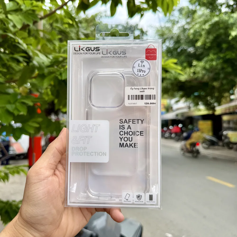 Ốp lưng iPhone 15 Pro Likgus trong suốt chính hãng – Nam Long Mobile