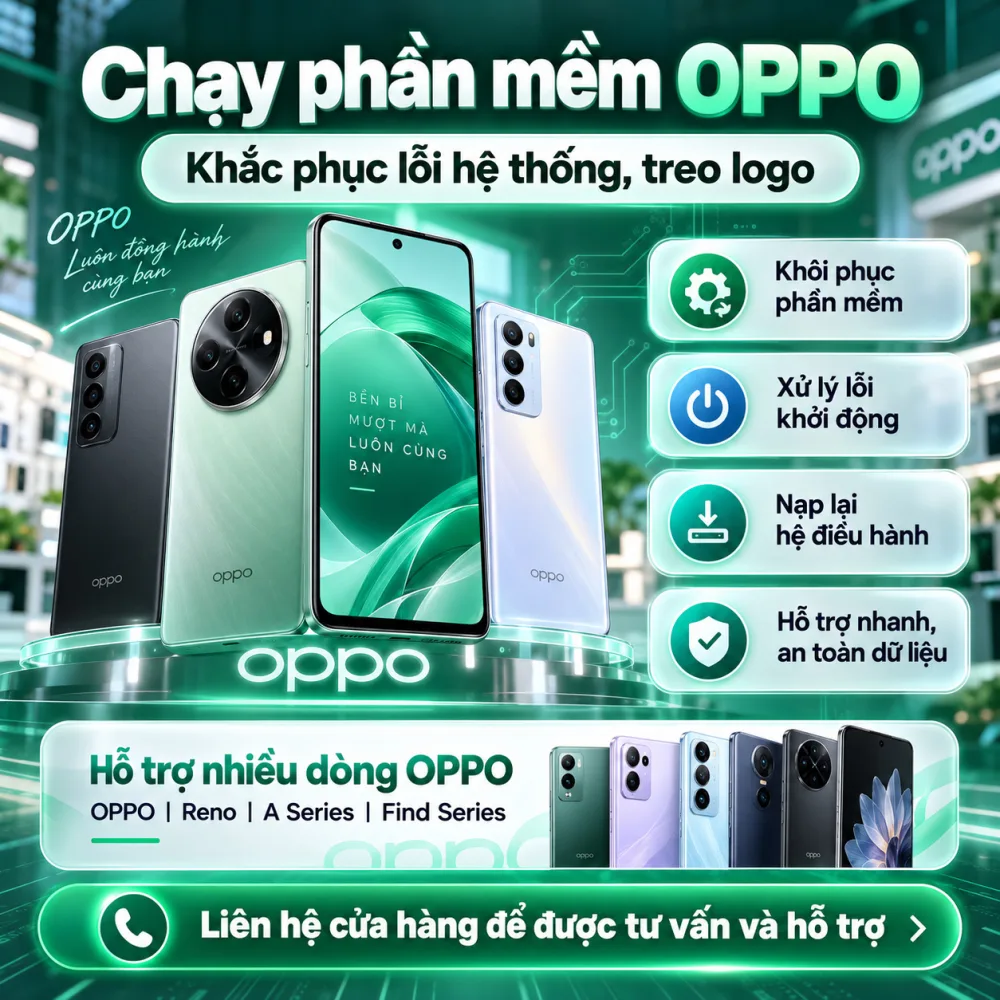 Chạy Phần Mềm OPPO Treo Logo, Bootloop, xử lý lỗi hệ thống – Nam Long Mobile