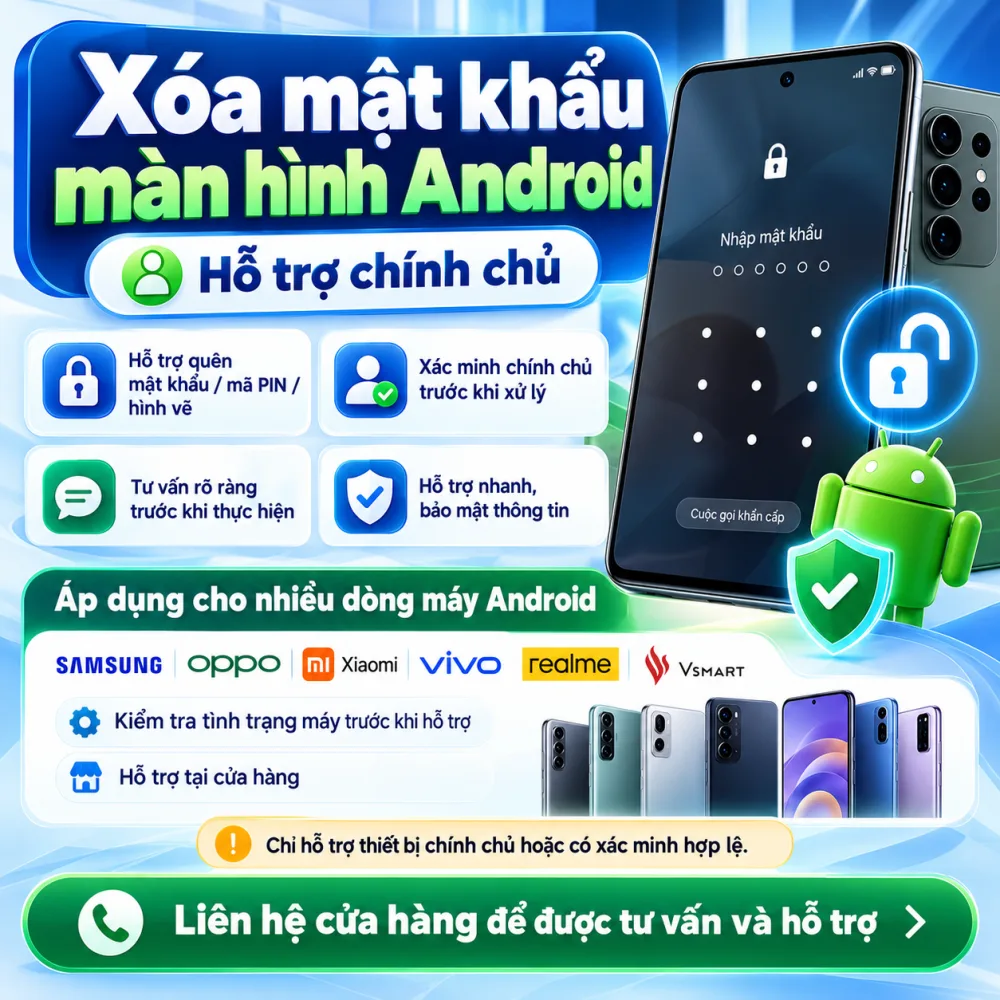 Xóa Mật Khẩu Android Chính Chủ – Nam Long Mobile