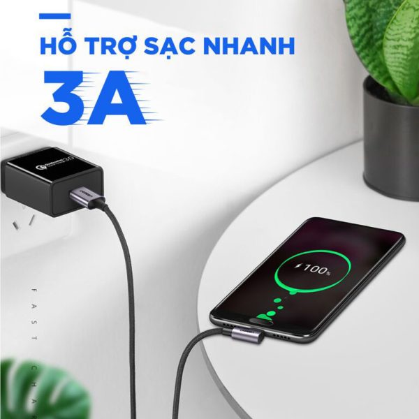 Cáp sạc nhanh 3A vuông góc Type C Ugreen US284 - Ảnh 2