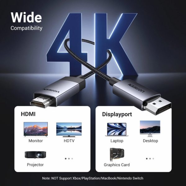 Cáp Display Port to HDMI Ureen 4K dài 3 mét DP125 - Ảnh 4