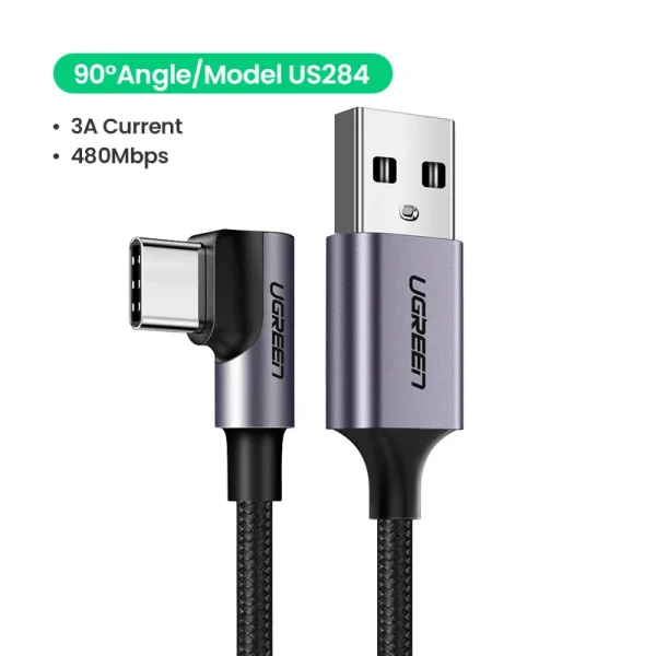 Cáp sạc nhanh 3A vuông góc Type C Ugreen US284 - Ảnh 3