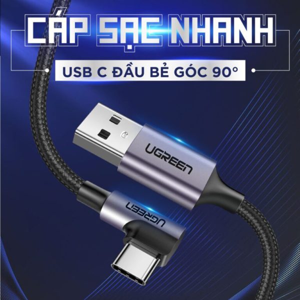 Cáp sạc nhanh 3A vuông góc Type C Ugreen US284 - Ảnh 4