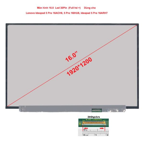 Màn hình laptop Lenovo 16.0 led 30Pin (Full HD+)