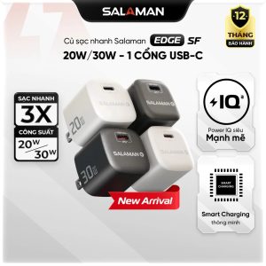 Củ Sạc Nhanh SF GaN 20W - 30W Salaman Edge – Đạt chuẩn PD/QC/PPS, Sạc Mát Siêu Bền Cho iPhone/Android