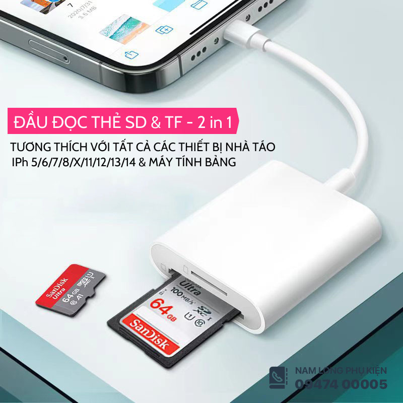 Đầu đọc thẻ SD & TF 2 in 1 cho iPhone/iPad – Truyền dữ liệu nhanh, tiện dụng - Ảnh 5